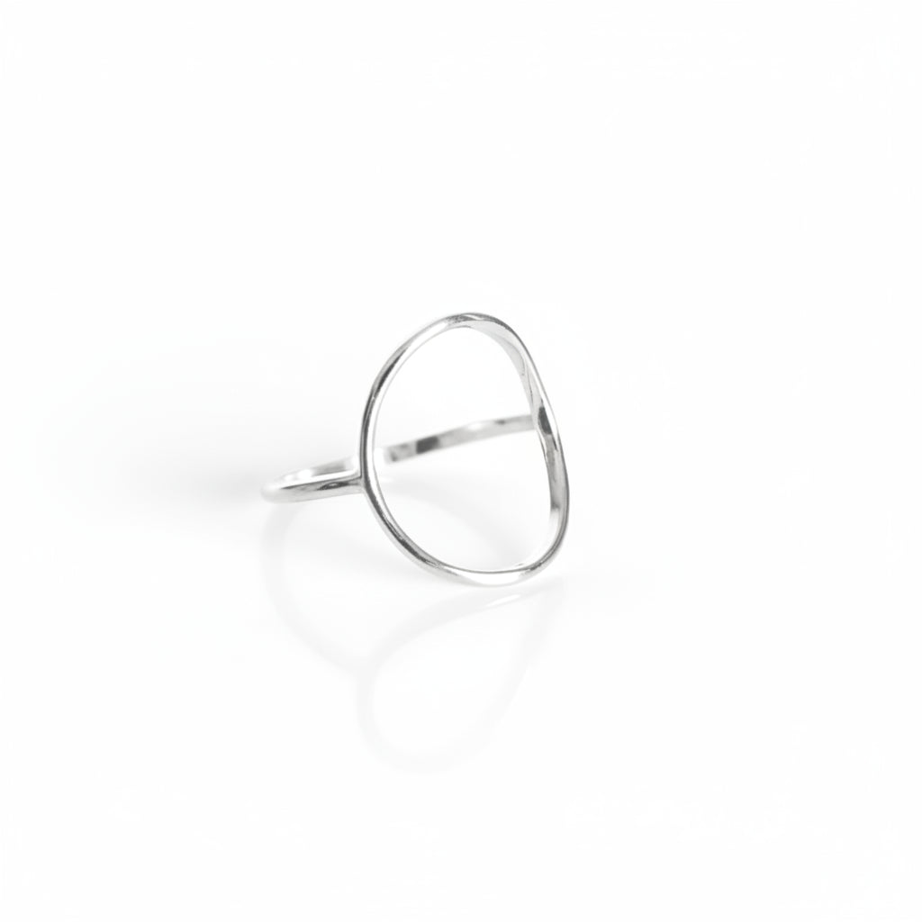 Sterling Silver Large Circle Halo Ring