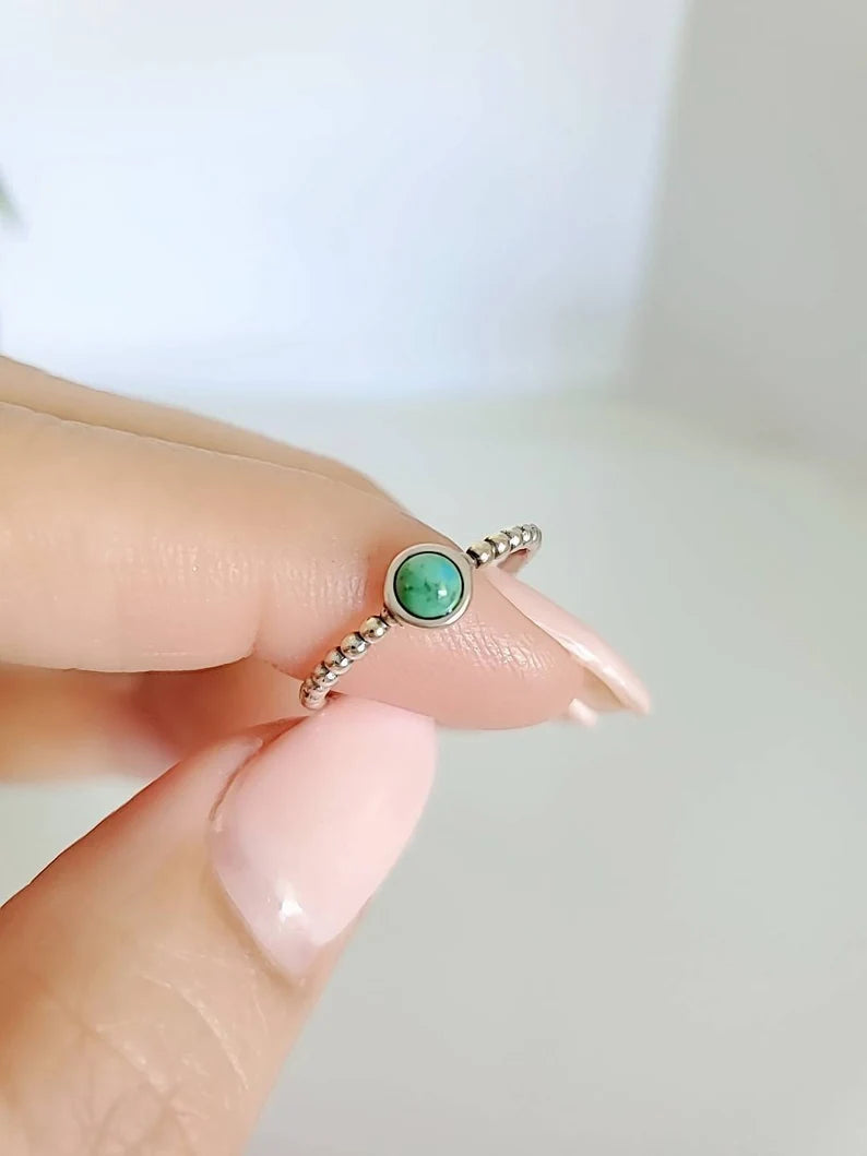 Sterling Silver Dainty Turquoise Ring - view 8
