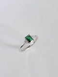 Sterling Silver 925 Princess Cut Emerald Ring - view 4