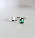 Sterling Silver 925 Princess Cut Emerald Ring - view 3