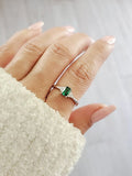 Sterling Silver 925 Princess Cut Emerald Ring - view 5