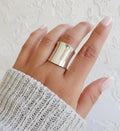 Sterling Silver Solid 925 Bold Concave Ring - view 2
