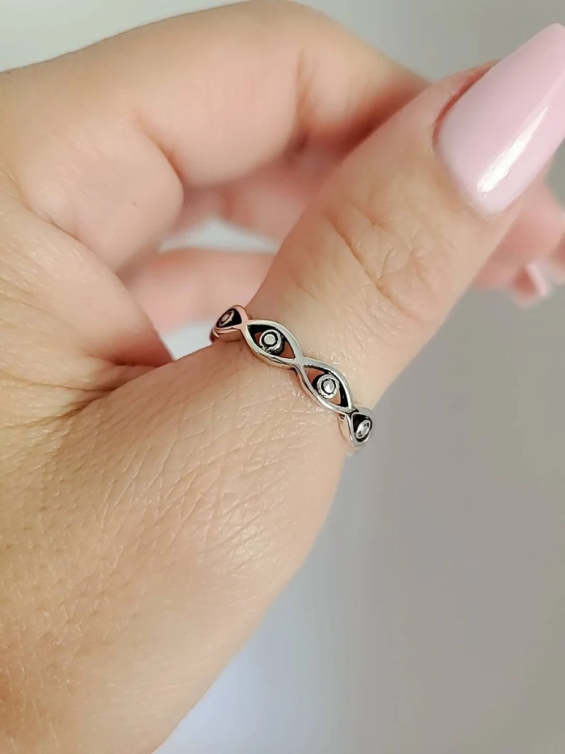Evil Eye Sterling Silver Protection Ring - view 7