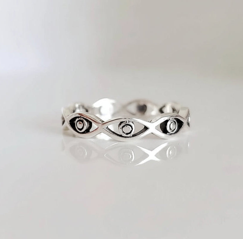 Evil Eye Sterling Silver Protection Ring - view 3
