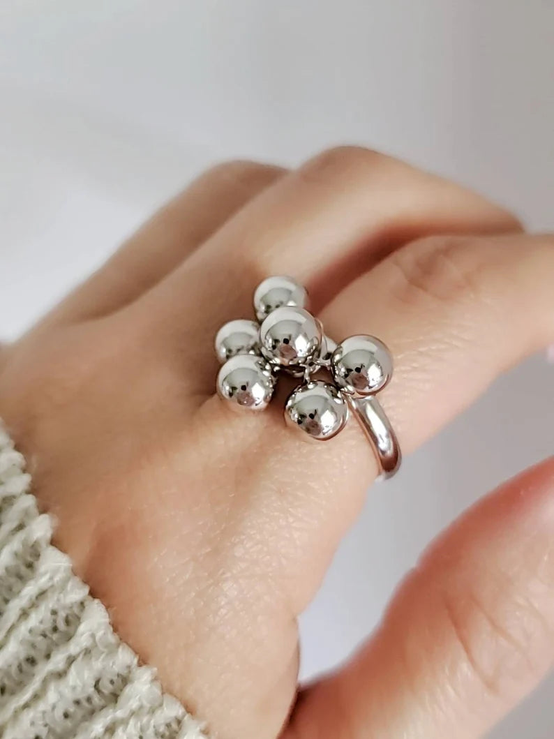 Sterling Silver 925 Dangling Spheres Ring - view 6