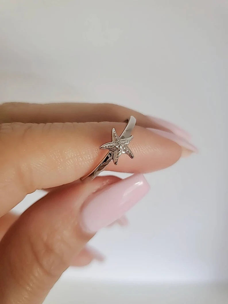 Ocean Inspired Sterling Silver Starfish Ring - view 5