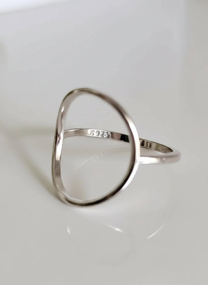 Sterling Silver Large Circle Halo Ring - view 3