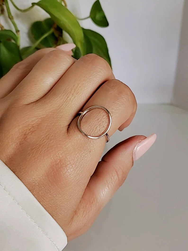 Sterling Silver Large Circle Halo Ring - view 6