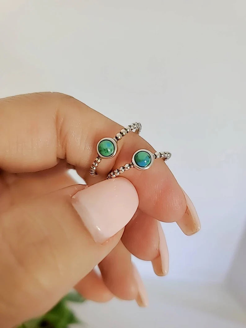 Sterling Silver Dainty Turquoise Ring - view 6