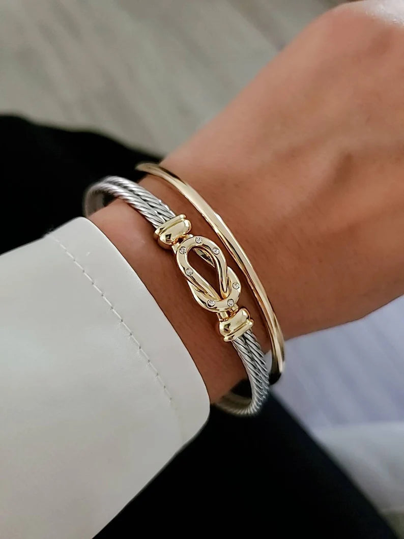 18K Gold Filled Bangle Bracelet - Stackable Collection - view 7