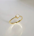 Sterling Silver Gold Mother of Pearl Solitaire Ring - view 3