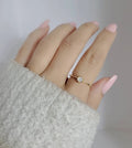Sterling Silver Gold Mother of Pearl Solitaire Ring - view 7