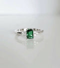 Sterling Silver 925 Princess Cut Emerald Ring - view 2