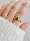 Sterling Silver 925 Princess Cut Emerald Ring - view 9