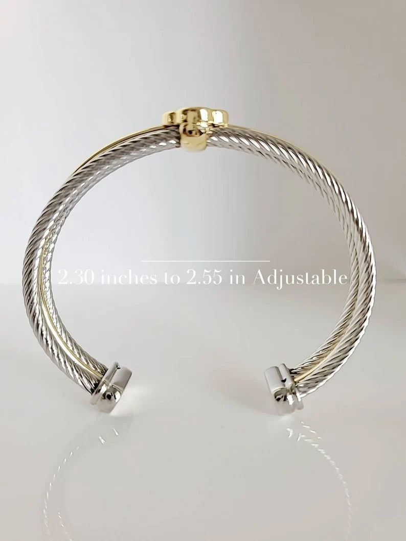 Mother of Pearl Clover Bangle Bracelet - view 6