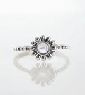 Sterling Silver 925 Moonstone Flower Ring