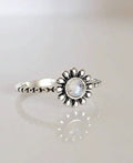 Sterling Silver 925 Moonstone Flower Ring - view 2