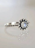 Sterling Silver 925 Moonstone Flower Ring - view 6