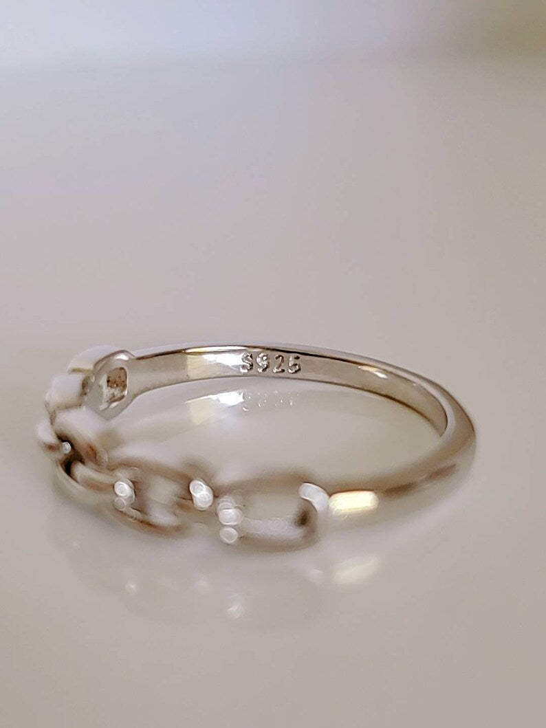 Sterling Silver Chain Stackable Ring - view 2