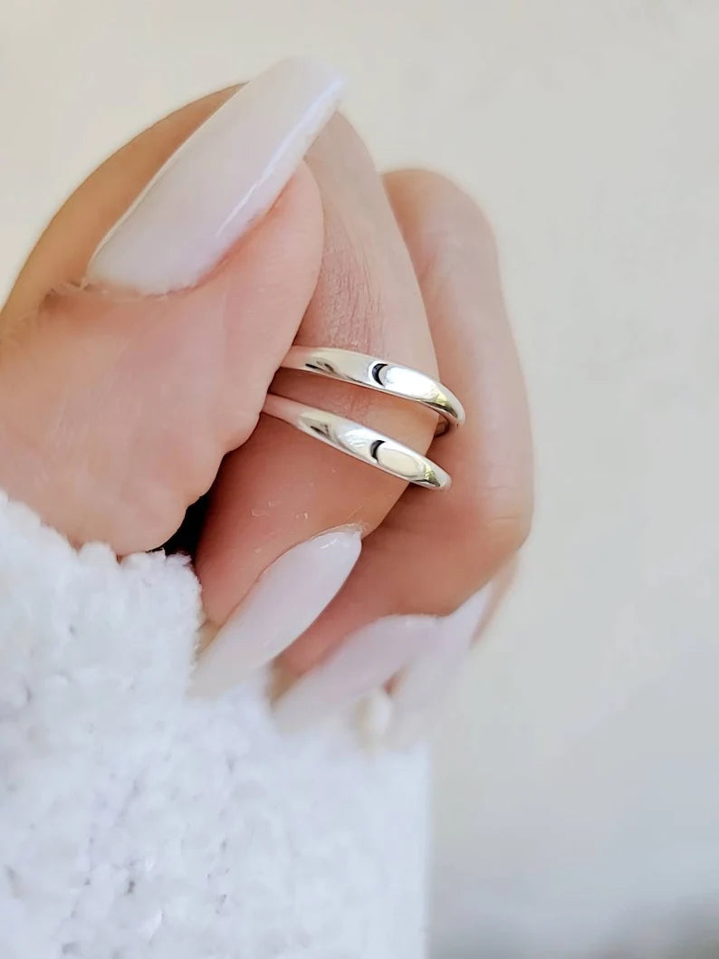 Dainty Crescent Moon Sterling Silver Ring