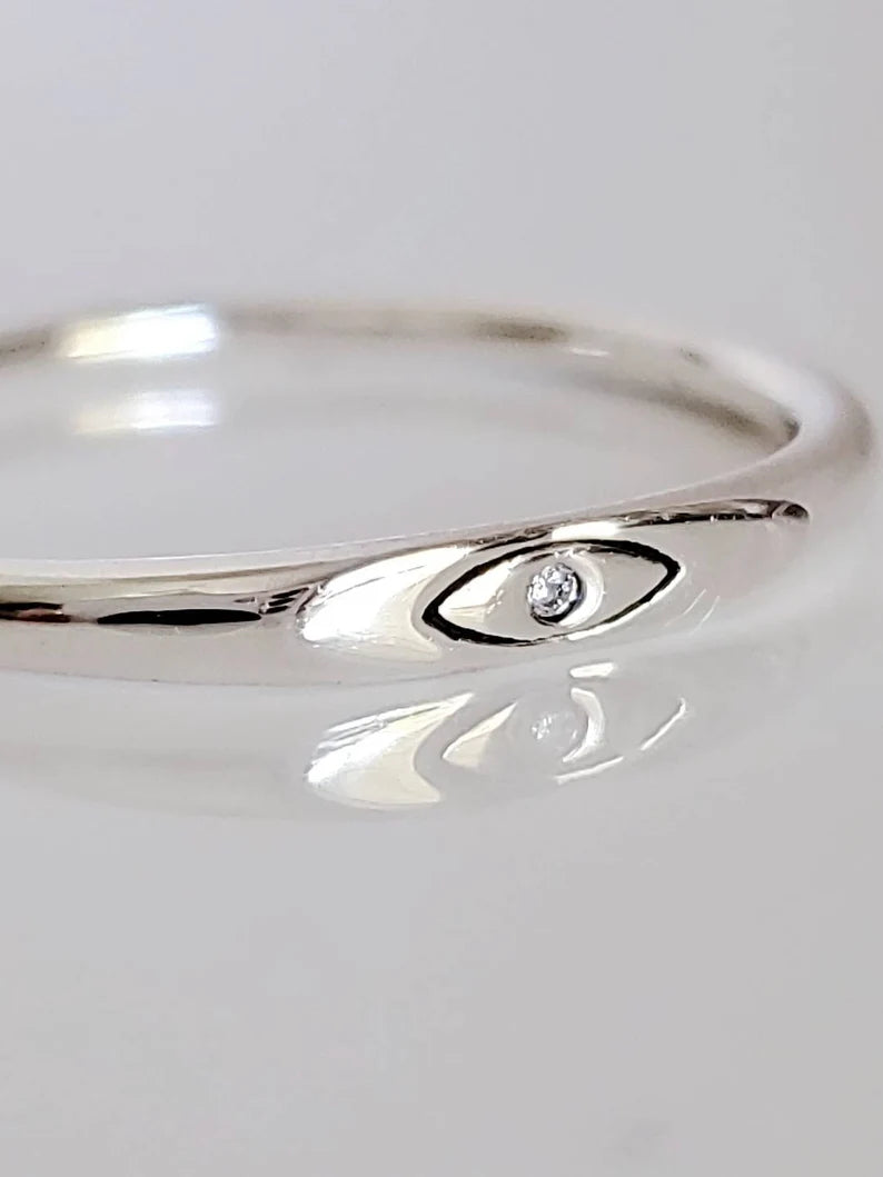 Dainty Eye Sterling Silver Ring - view 4