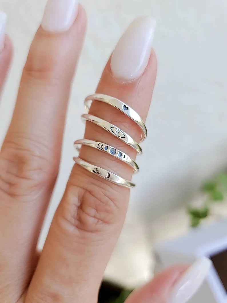 Sterling Silver 925 Moon Phases Dainty Ring - view 4
