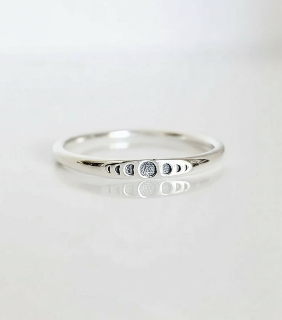 Sterling Silver 925 Moon Phases Dainty Ring