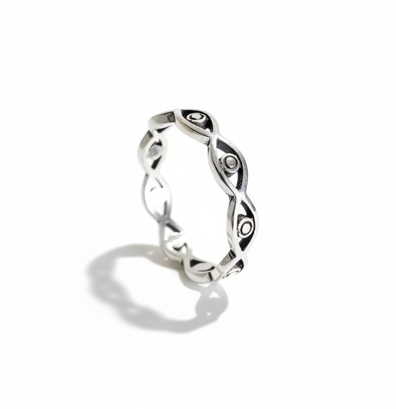 Evil Eye Sterling Silver Protection Ring