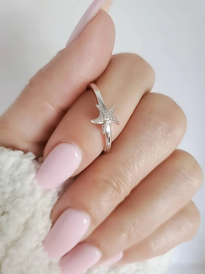 Ocean Inspired Sterling Silver Starfish Ring - view 7