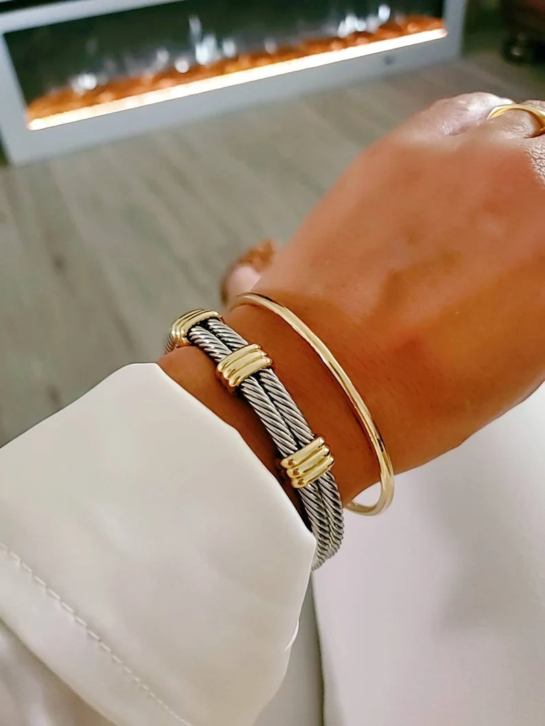 18K Gold Filled Bangle Bracelet - Stackable Collection - view 5