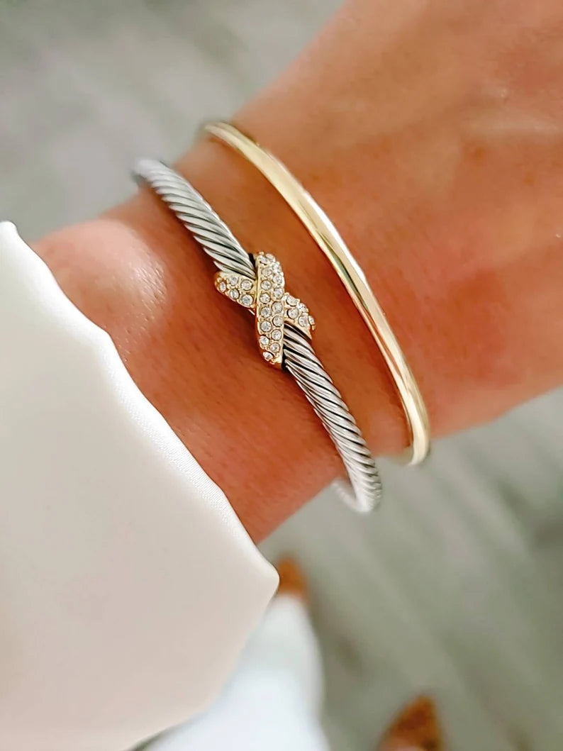 18K Gold Filled Bangle Bracelet - Stackable Collection - view 4