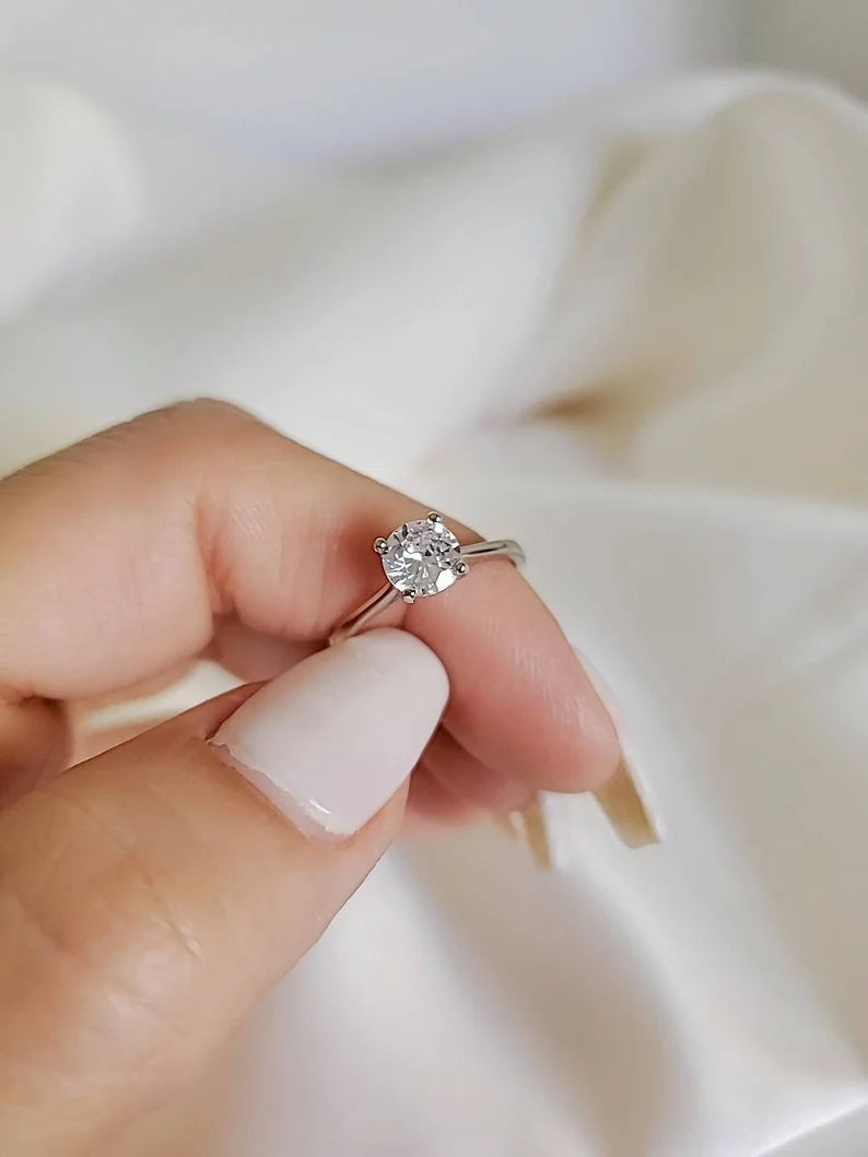 Sterling Silver 925 Round Cut Engagement Ring - view 6
