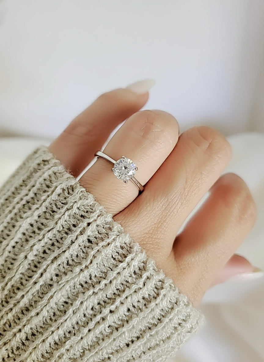 Sterling Silver 925 Round Cut Engagement Ring - view 8