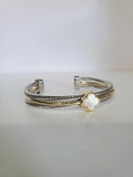 Mother of Pearl Clover Bangle Bracelet - view 4