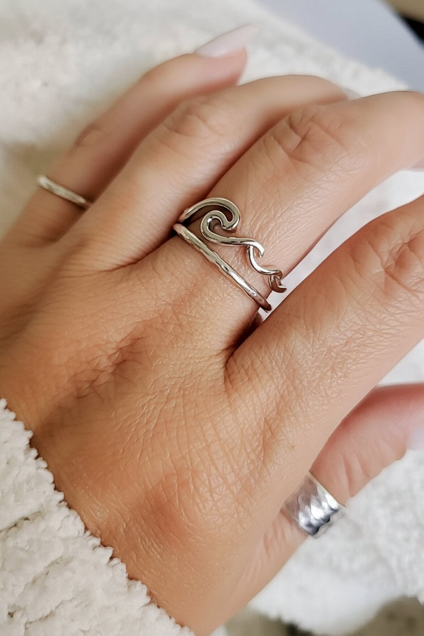 Sterling Silver 925 Rolling Wave Ring - view 2