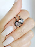 Sterling Silver 925 Moonstone Flower Ring - view 5