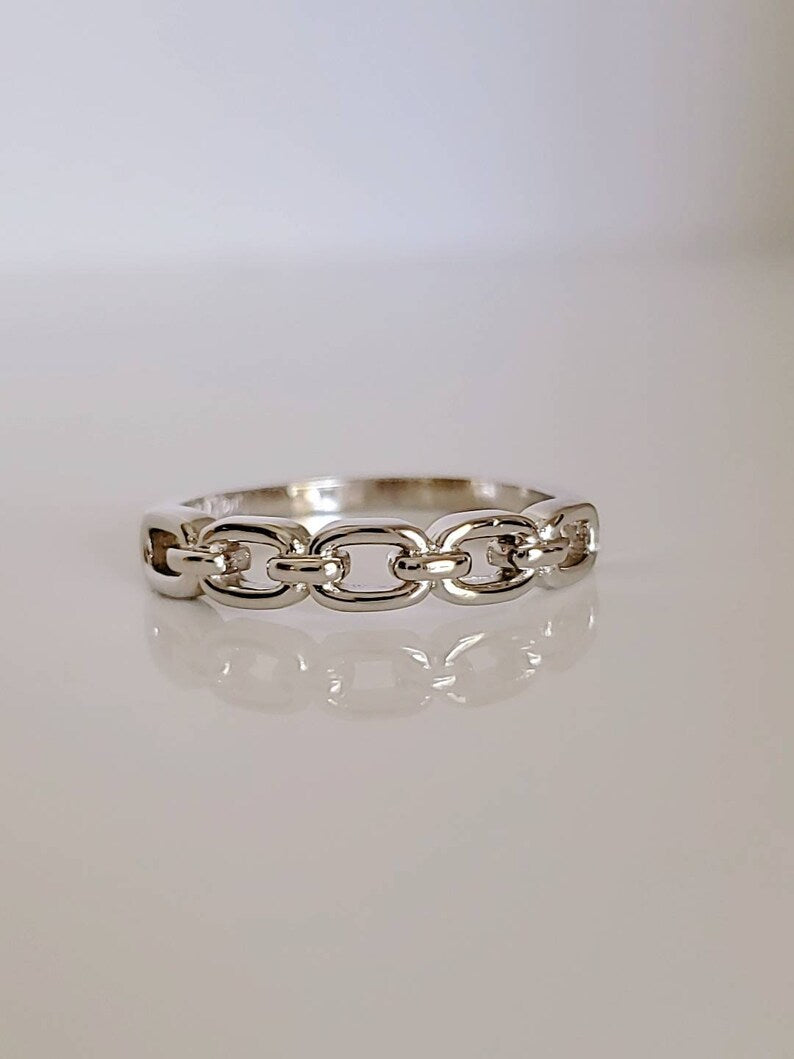 Sterling Silver Chain Stackable Ring - view 8