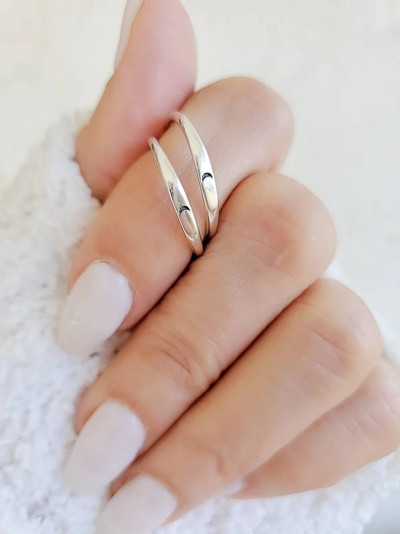 Dainty Crescent Moon Sterling Silver Ring - view 9