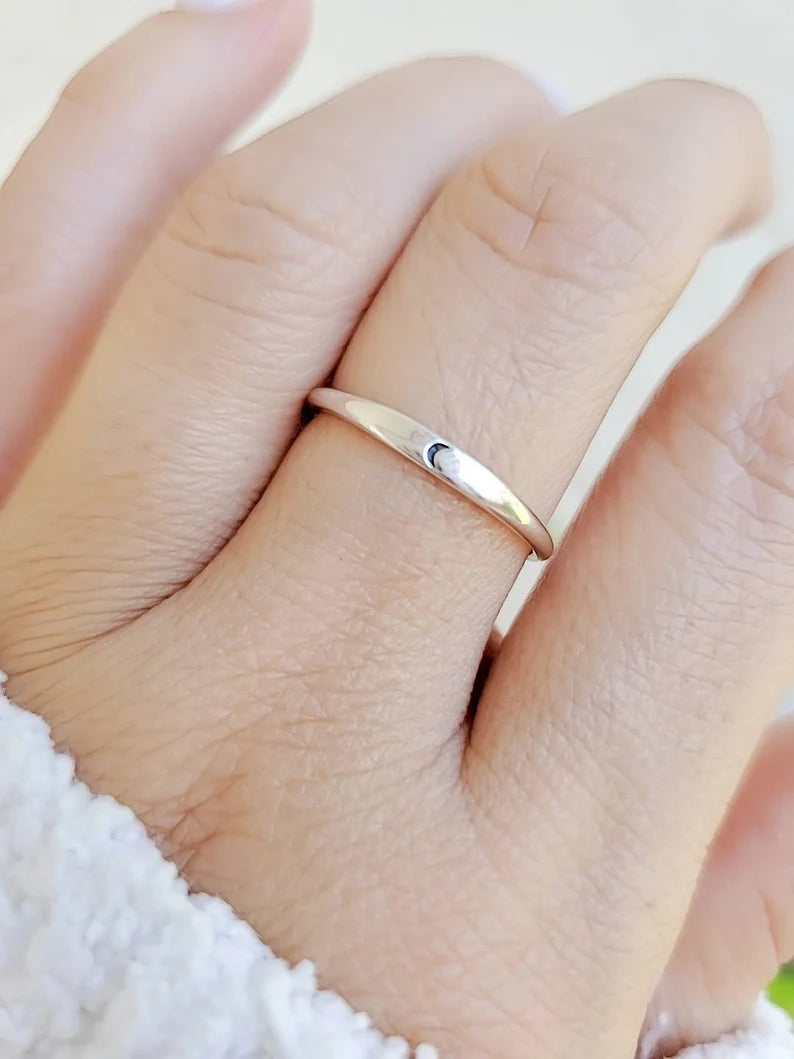 Dainty Crescent Moon Sterling Silver Ring - view 7
