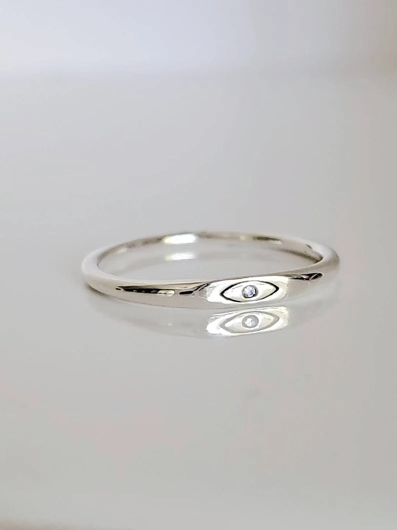 Dainty Eye Sterling Silver Ring - view 6
