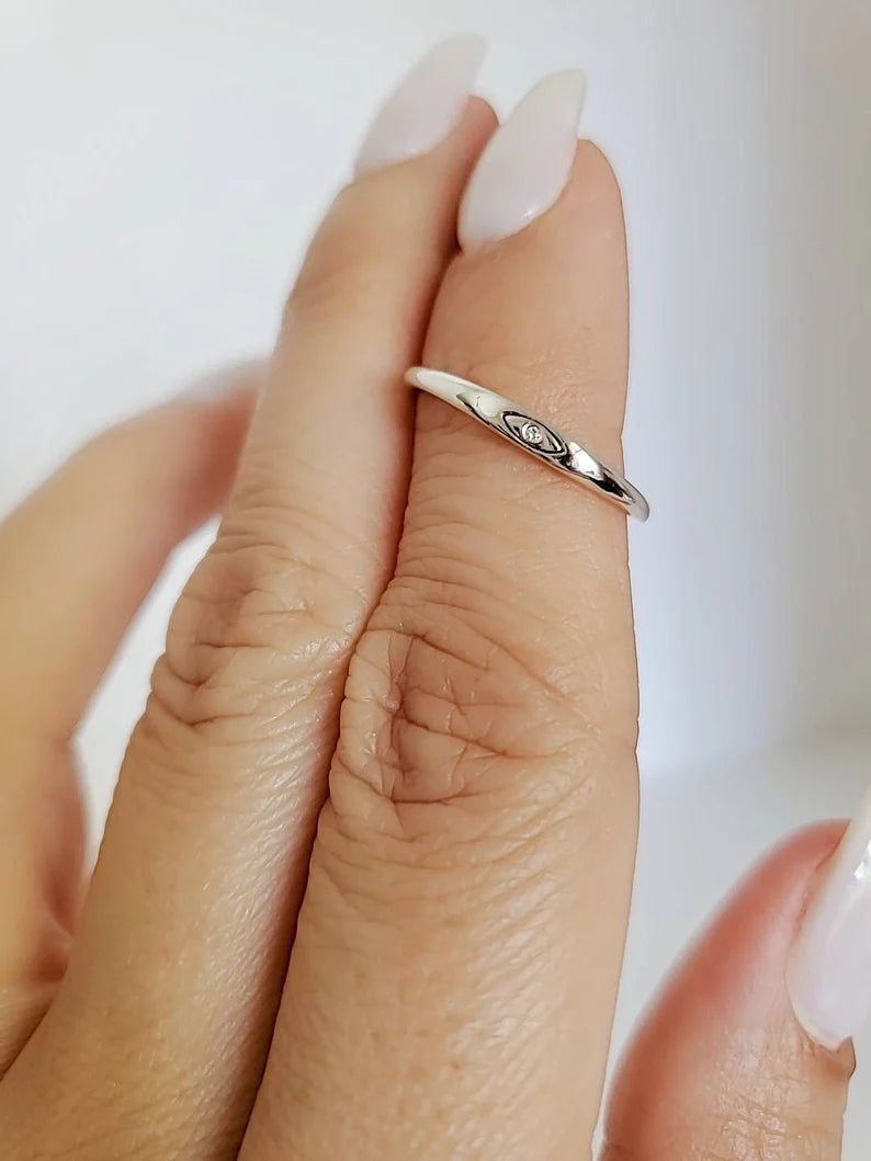 Dainty Eye Sterling Silver Ring - view 10