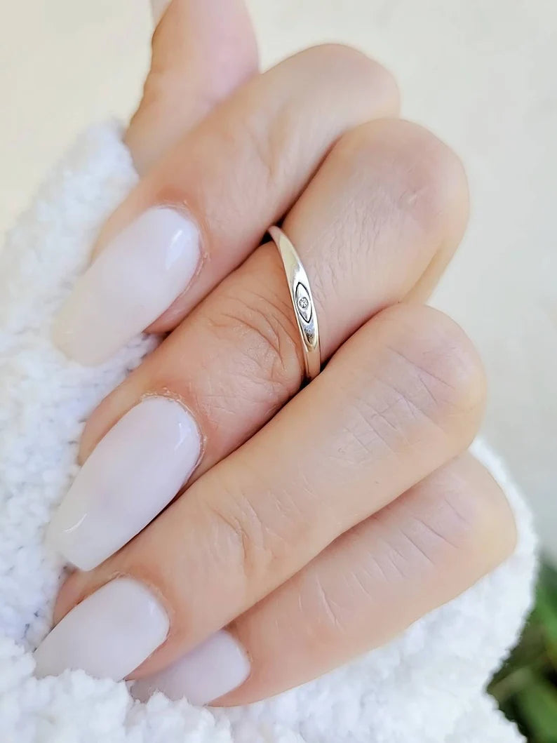 Dainty Eye Sterling Silver Ring - view 7
