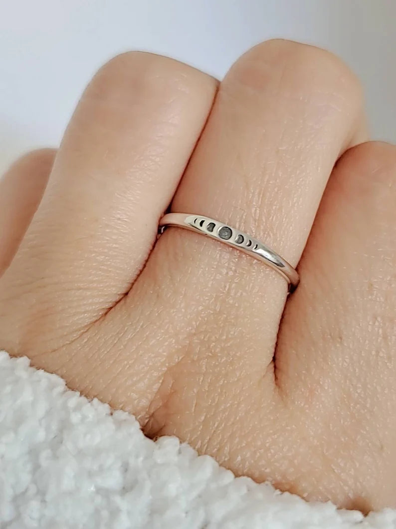 Sterling Silver 925 Moon Phases Dainty Ring - view 6