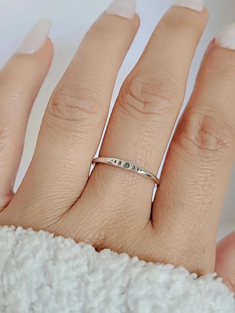 Sterling Silver 925 Moon Phases Dainty Ring - view 3