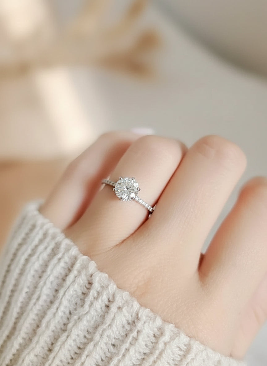 Sterling Silver Engagement Bride, Anniversary Ring - view 4