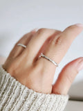 Sterling Silver Simple Hammered Band Ring - view 6