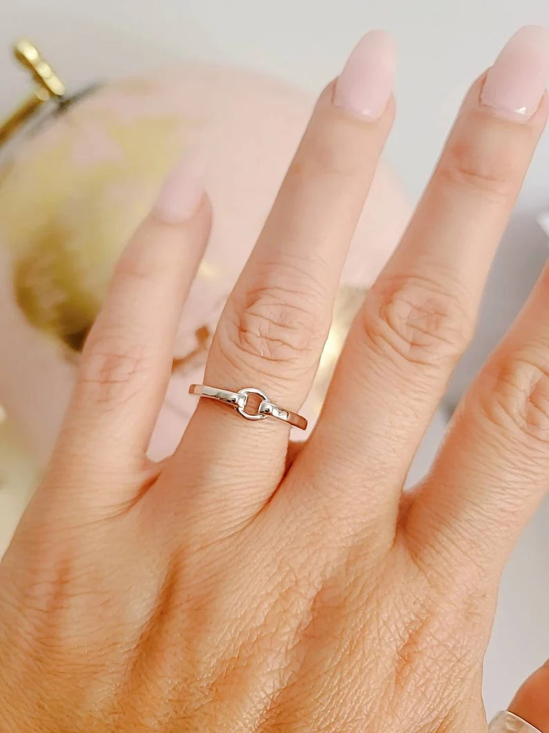 Sterling Silver Dainty Hammered Ring - view 6