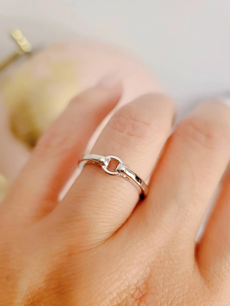 Sterling Silver Dainty Hammered Ring - view 4