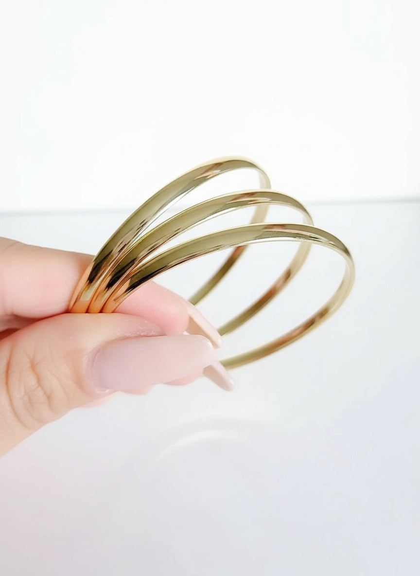 Gold Bangle Stack Bracelet Set of 7 - view 4