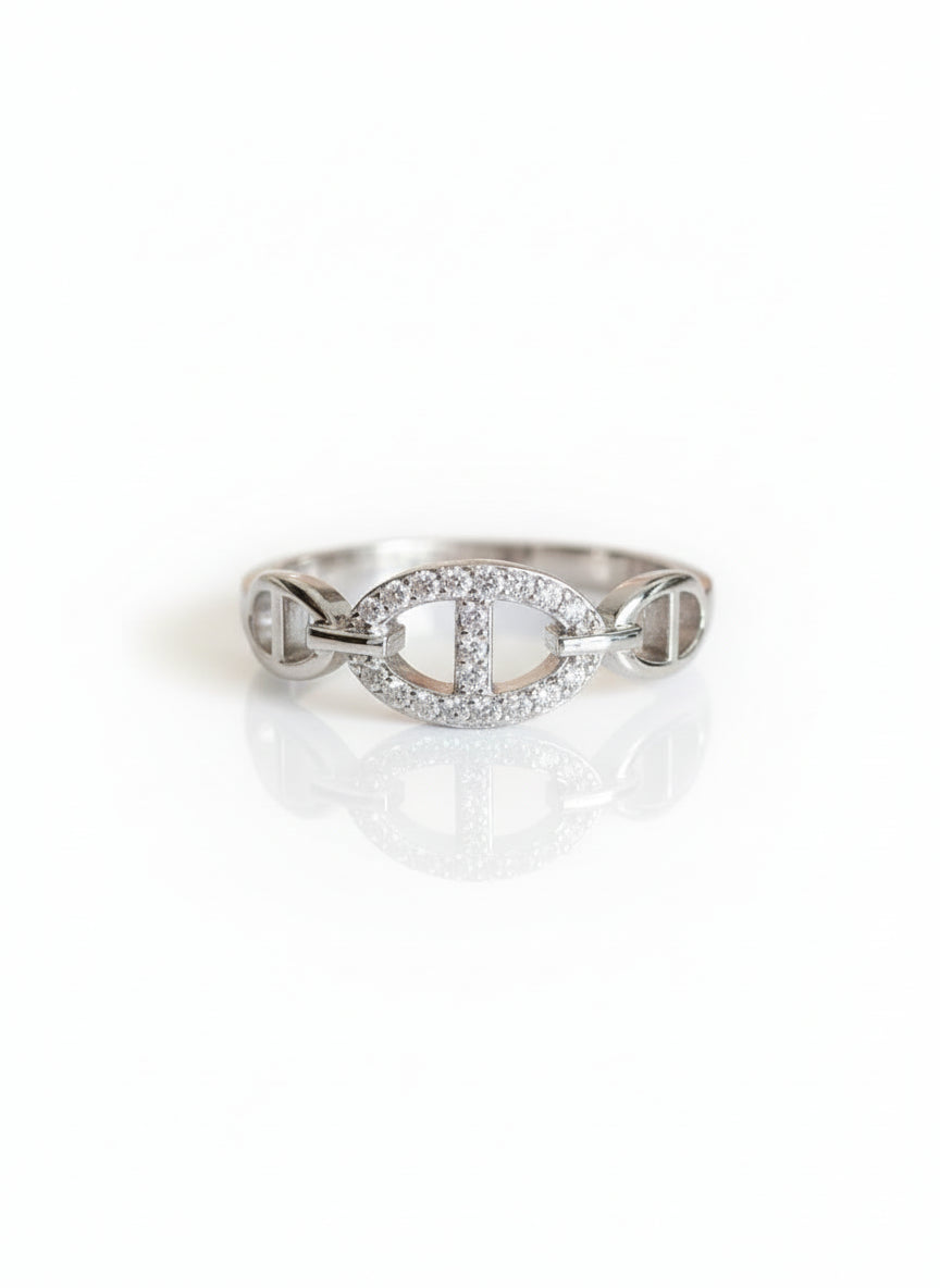 Sterling Silver Statement Chain Ring - view 3